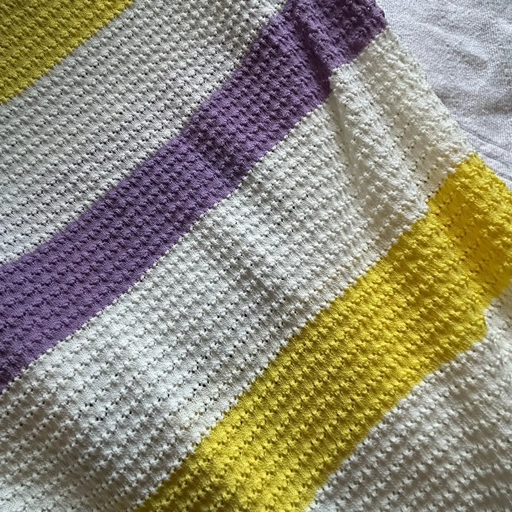 CHANEL Yellow and Purple Crew Neck Sweater